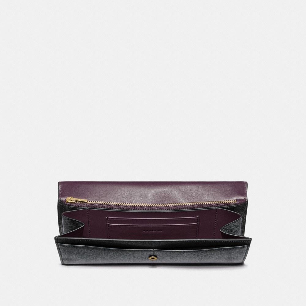 COACH®,ENVELOPE WALLET,Leather,Brass/Black,Inside View,Top View
