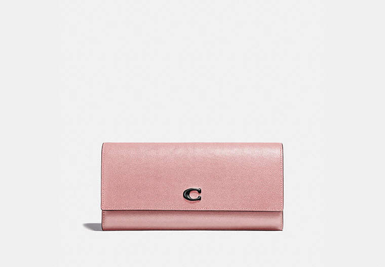 COACH®,ENVELOPE WALLET,Leather,Pewter/Blossom,Front View