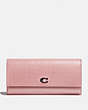 COACH®,ENVELOPE WALLET,Leather,Pewter/Blossom,Front View