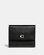 COACH®,SMALL FLAP WALLET,Leather,Brass/Black,Front View