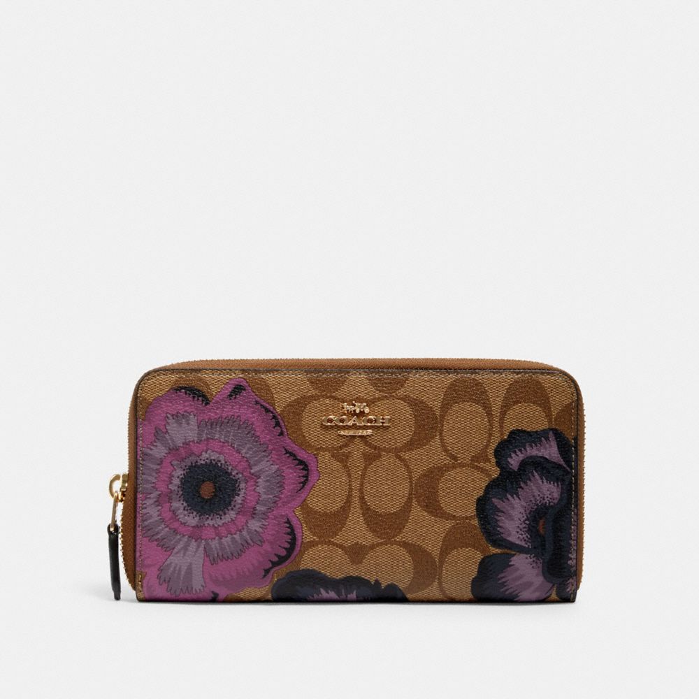 COACH Outlet Accordion Zip Wallet In Signature Canvas With Kaffe Fassett Print