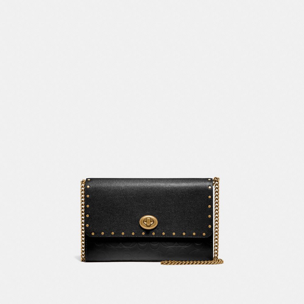 Marlow Turnlock Chain Crossbody En Cuir Signature Avec Rivets