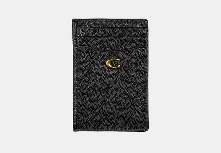 COACH®,CARD HOLDER,Leather,Brass/Black,Front View