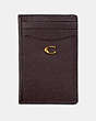 COACH®,CARD HOLDER,Leather,Brass/Oxblood,Front View