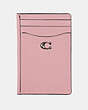 COACH®,CARD HOLDER,Leather,Pewter/Blossom,Front View