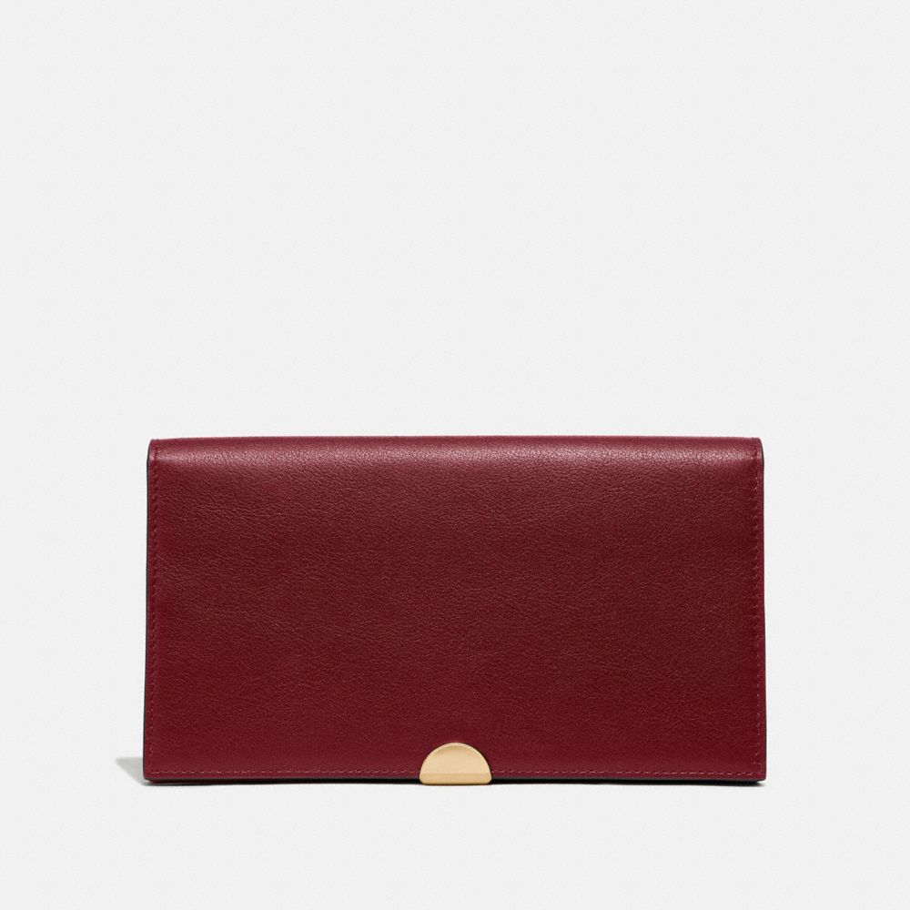 COACH®,DREAMER WALLET,Leather,Brass/Deep Red,Front View
