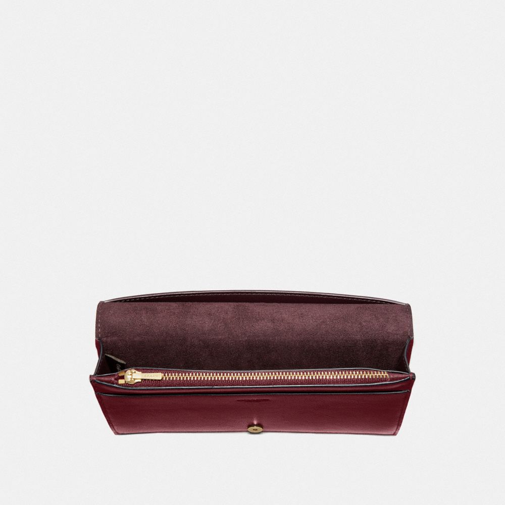 COACH®,DREAMER WALLET,Leather,Brass/Deep Red,Inside View,Top View