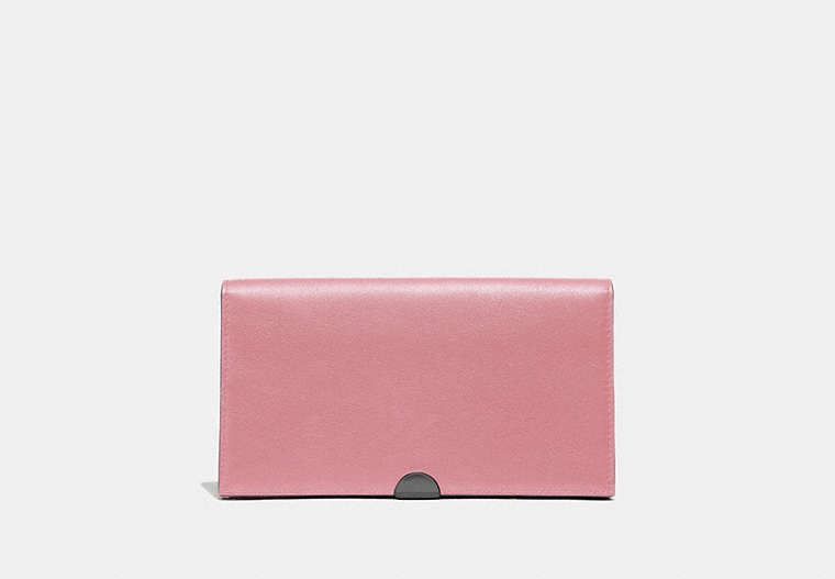 COACH®,DREAMER WALLET,Leather,Pewter/True Pink,Front View
