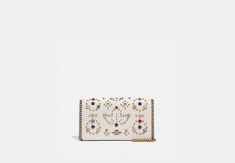 Callie Foldover Chain Clutch With Rivets