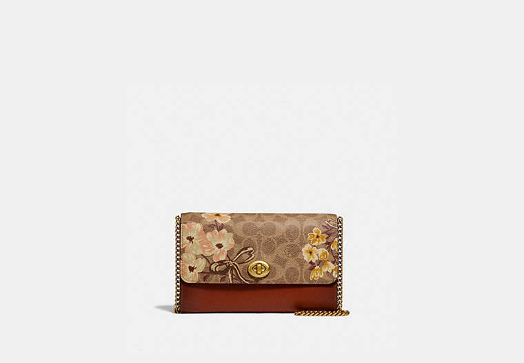 Marlow Turnlock Chain Crossbody In Signature Canvas With Prairie Floral Print