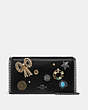 COACH®,CALLIE FOLDOVER CHAIN CLUTCH WITH VINTAGE JEWELRY,Leather,Mini,Pewter/Black,Front View