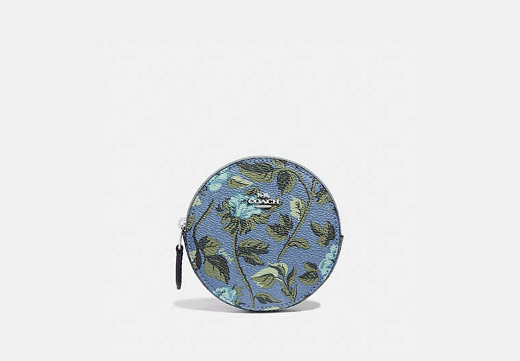 Round Coin Case With Sleeping Rose Print