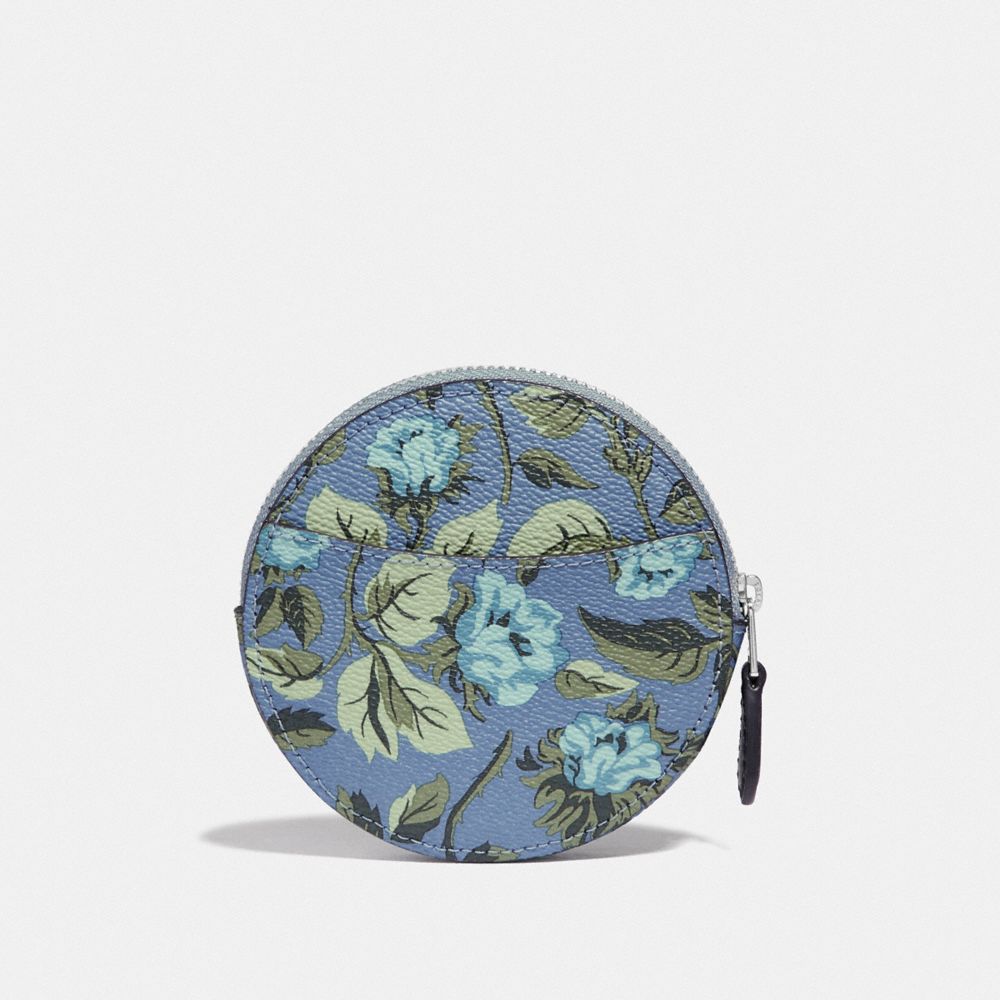 Round Coin Case With Sleeping Rose Print