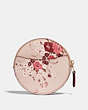 COACH®,ROUND COIN CASE WITH FLORAL BUNDLE PRINT,Coated Canvas,Beechwood Floral/Gold,Back View