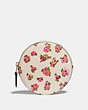 COACH®,ROUND COIN CASE WITH MINI VINTAGE ROSE PRINT,Coated Canvas,Gold/Chalk Vintage Rose,Front View