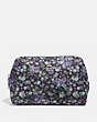COACH®,LARGE BOXY COSMETIC CASE WITH POSEY CLUSTER PRINT,Nylon,Black Posey Print/Silver,Front View