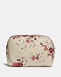 COACH®,SMALL BOXY COSMETIC CASE WITH FLORAL BUNDLE PRINT,Nylon,Beechwood Floral/Gold,Back View