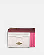 COACH®,LARGE CARD CASE IN COLORBLOCK,Leather,Brass/Confetti Pink Multi,Front View