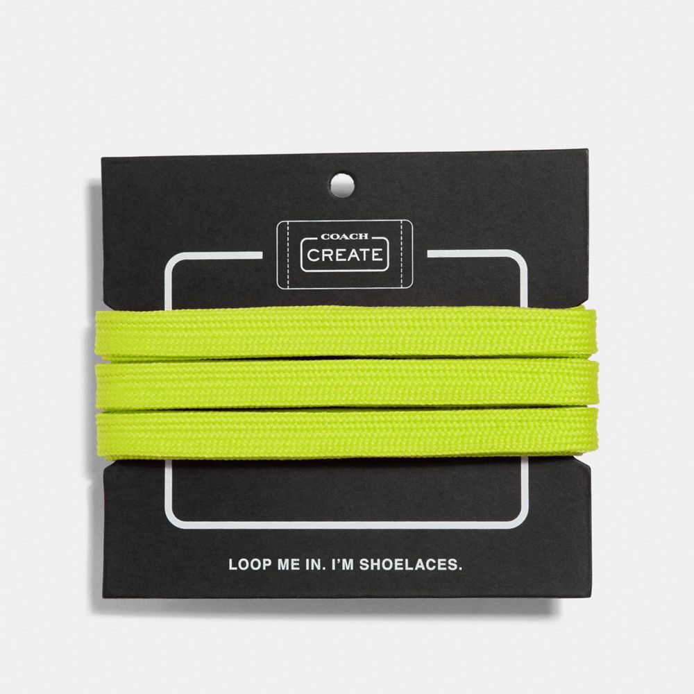 COACH®,NEON SHOE LACES,Knit,GREEN,Front View