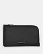 COACH®,L-ZIP CARD CASE,Leather,Black,Front View