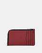 COACH®,L-ZIP CARD CASE,Leather,RED CURRANT,Back View