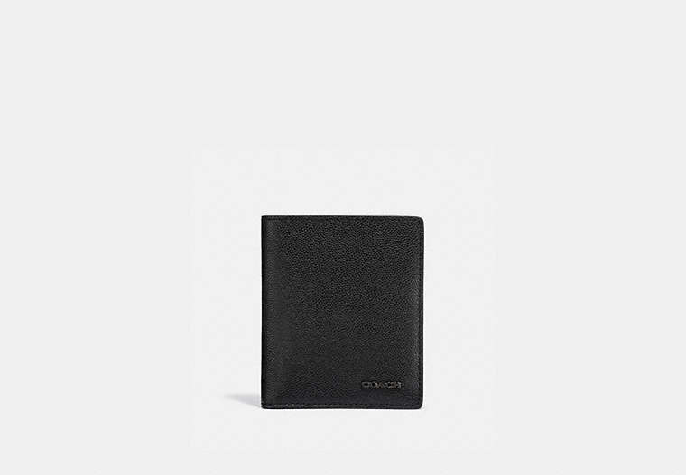 COACH®,SLIM WALLET,Leather,Black,Front View