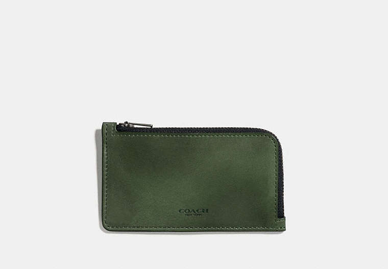 COACH®,L-ZIP CARD CASE,Leather,Olive,Front View