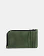 COACH®,L-ZIP CARD CASE,Leather,Olive,Back View