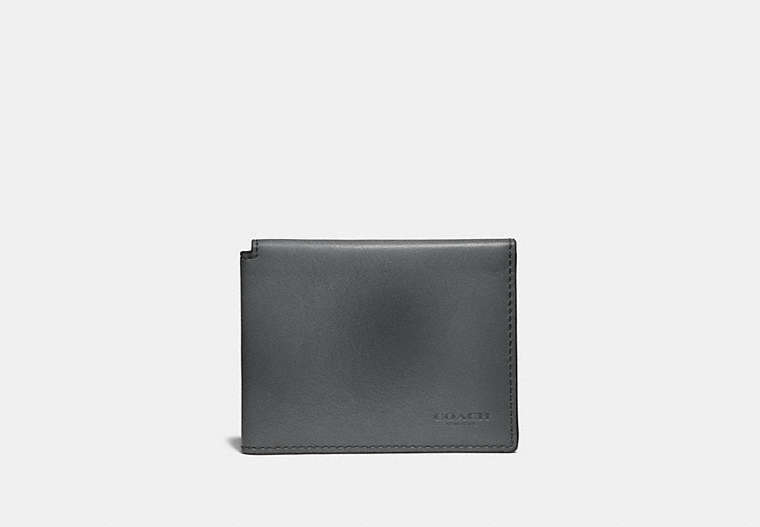 COACH®,TRIFOLD CARD WALLET,Leather,GRAPHITE,Front View
