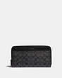 COACH®,TRAVEL WALLET IN SIGNATURE CANVAS,pvc,Charcoal,Front View