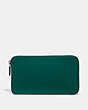 COACH®,TRAVEL GUIDE POUCH,Leather,Mini,Emerald,Front View