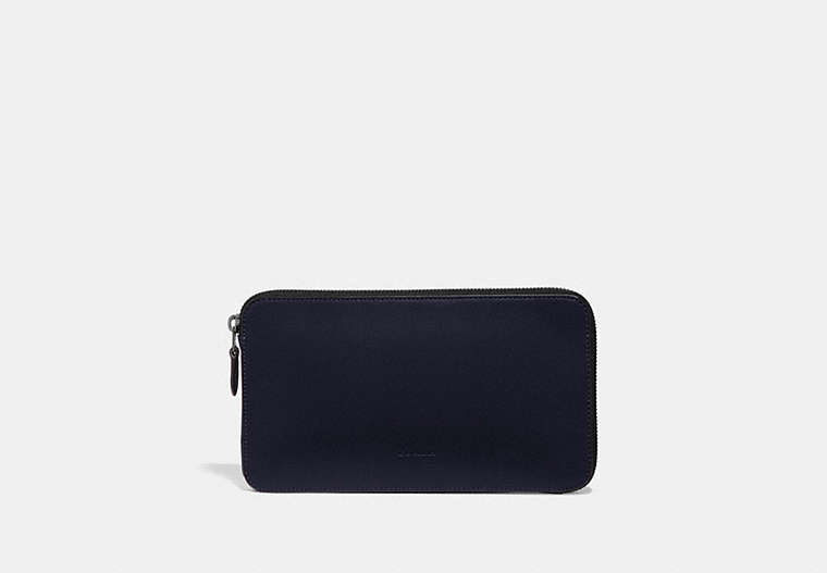 COACH®,TRAVEL GUIDE POUCH,Leather,Mini,Midnight,Front View