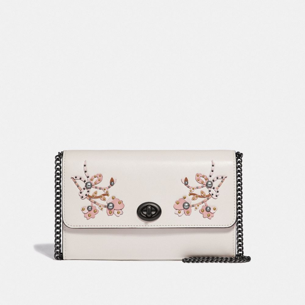 Marlow Turnlock Chain Crossbody With Floral Embroidery