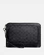 COACH®,POCHETTE KENNEDY EN TOILE SIGNATURE,Cuir,Anthracite,Front View