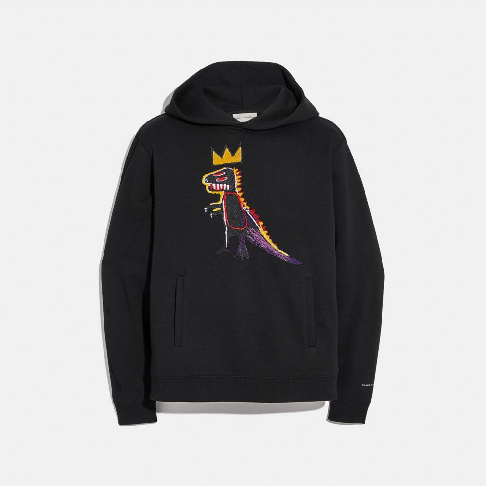COACH®,COACH X JEAN-MICHEL BASQUIAT HOODIE,Cotton/Polyester,Black,Front View image number 0