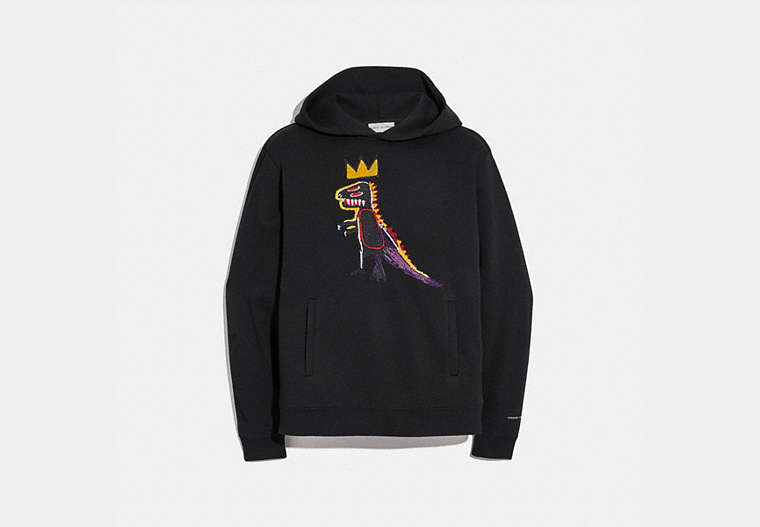 COACH®,COACH X JEAN-MICHEL BASQUIAT HOODIE,Cotton/Polyester,Black,Front View image number 0