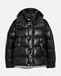 COACH®,LEATHER PUFFER JACKET,Leather,Black,Front View