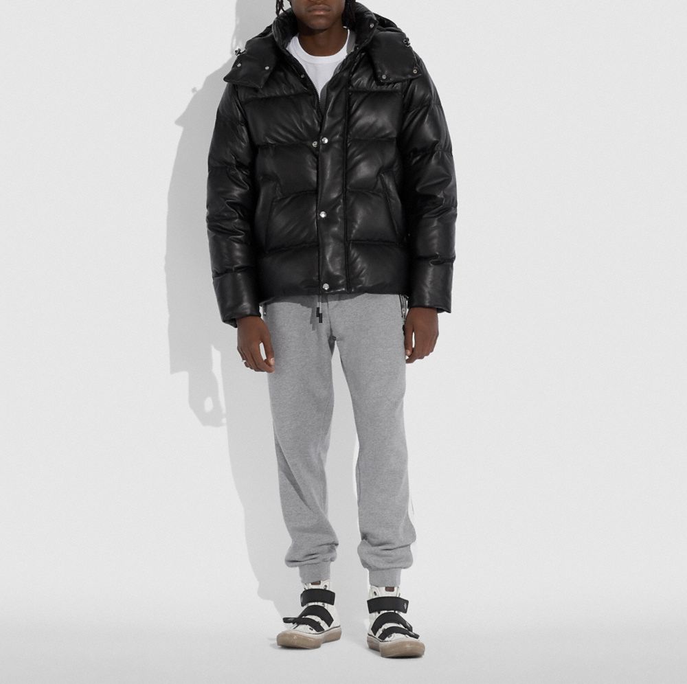 COACH®  Leather Puffer Down Jacket