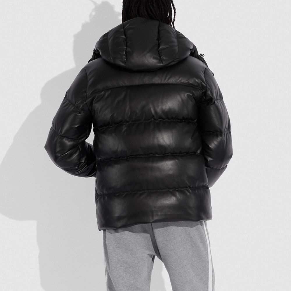 COACH®  Leather Puffer Down Jacket