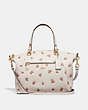 COACH®,PRAIRIE SATCHEL WITH FLORAL PRINT,Leather,Medium,Gold/Chalk,Front View