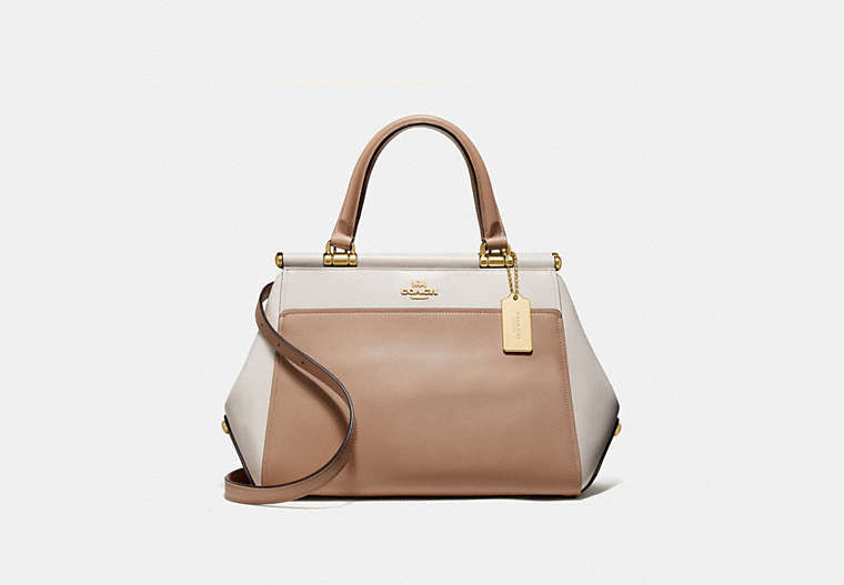 COACH®,GRACE BAG IN COLORBLOCK,Leather,Large,Gold/Beige,Front View