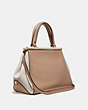 COACH®,GRACE BAG IN COLORBLOCK,Leather,Large,Gold/Beige,Angle View