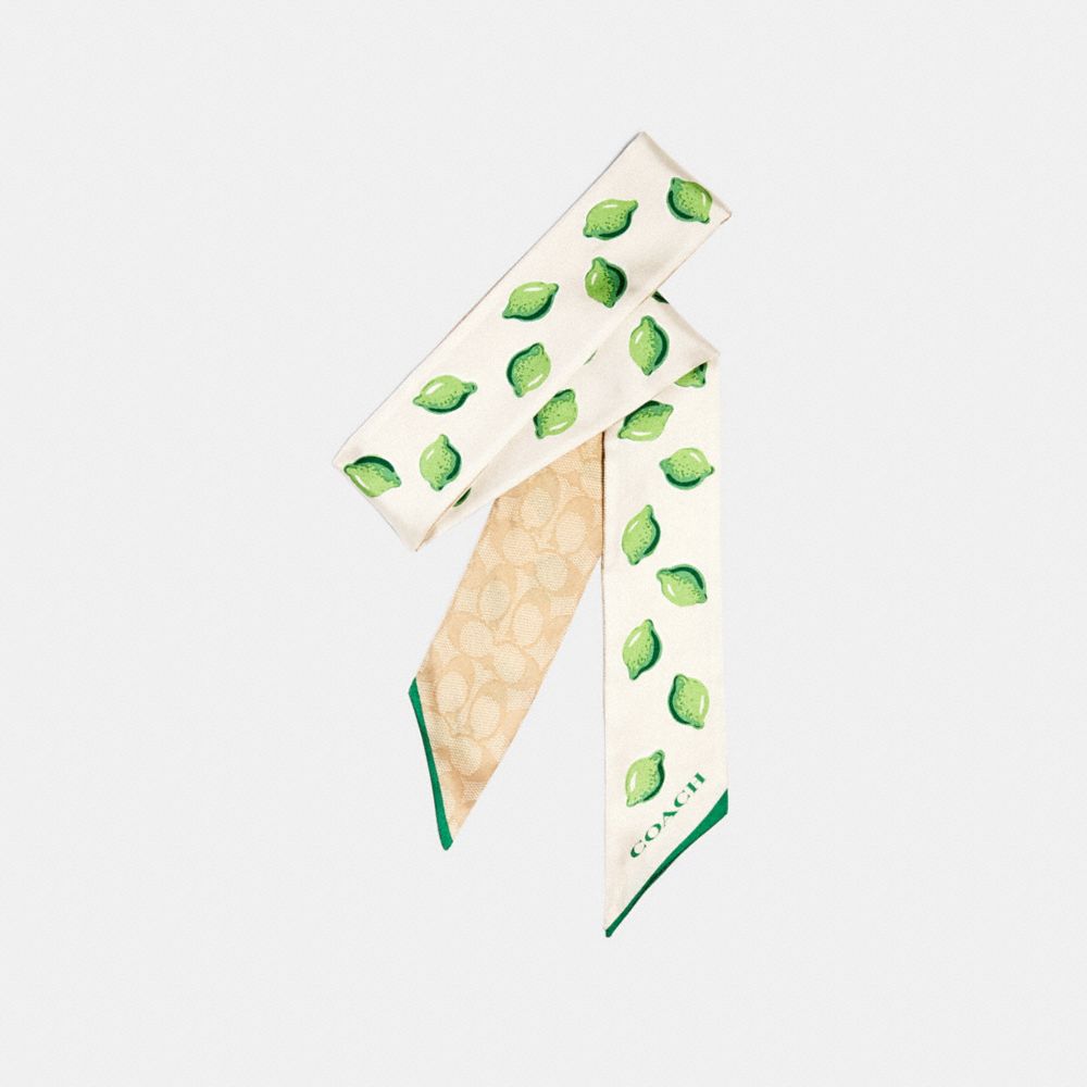 Signature Lime Print Silk Skinny Scarf