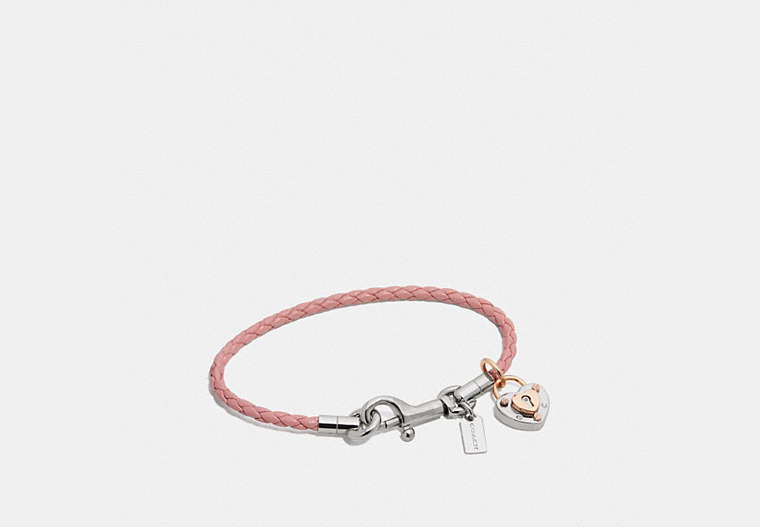 COACH®,BRAIDED CHARM FRIENDSHIP BRACELET,Mixed Material,Silver/Light Blush,Front View