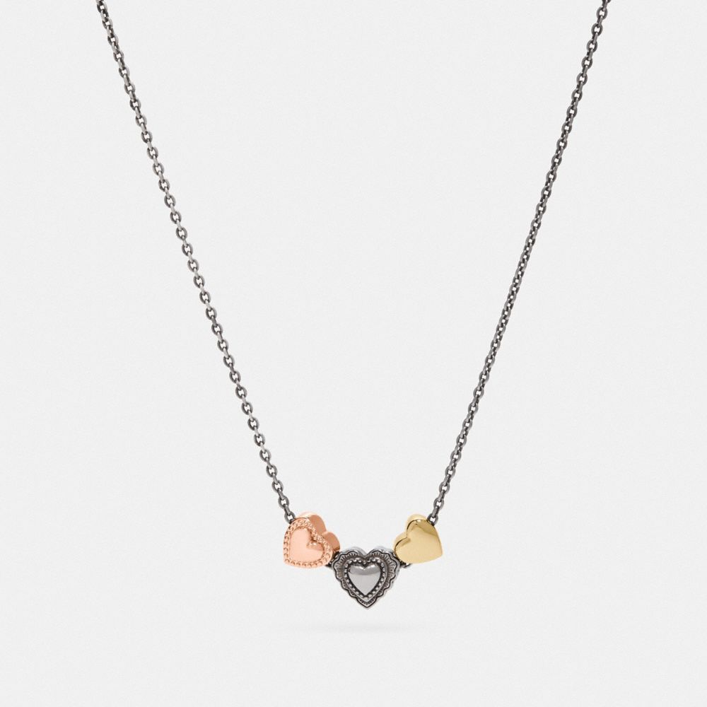 COACH®,SCALLOP HEART SLIDER NECKLACE,Metal,Rose Gold/Silver,Front View image number 0