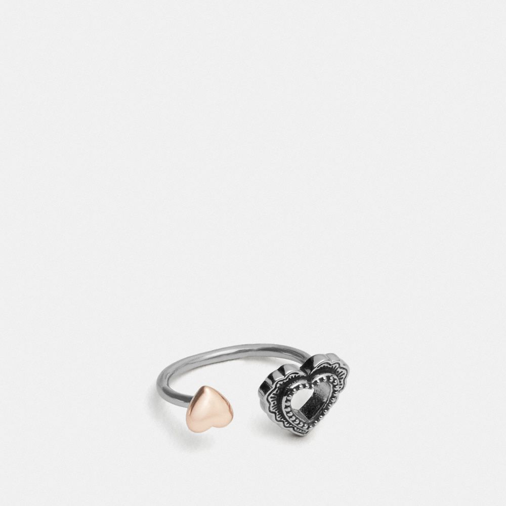COACH®,Scallop Heart Open Ring,,Front View