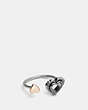 COACH®,SCALLOP HEART OPEN RING,Metal,Rose Gold/Silver,Front View