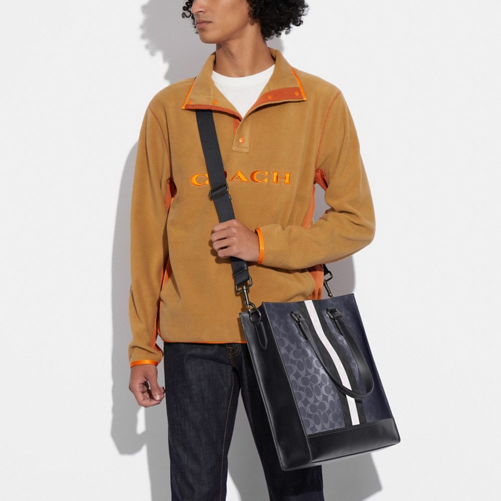 Coach central tote with signature canvas blocking sale