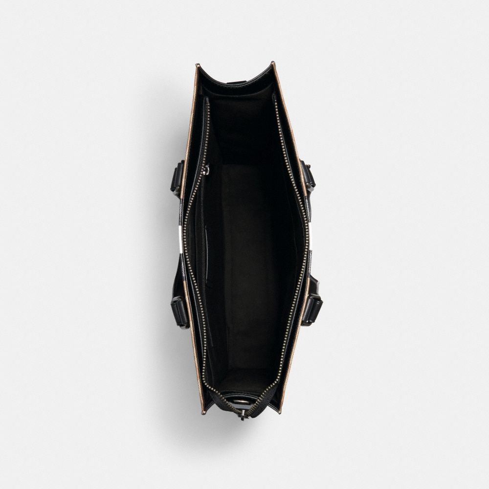 COACH®,Graham Structured Tote In Blocked Signature Canvas With Varsity Stripe,,Inside View,Top View