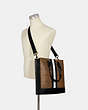 COACH®,GRAHAM STRUCTURED TOTE IN BLOCKED SIGNATURE CANVAS WITH VARSITY STRIPE,Leather,Large,Gunmetal/Tan Multi,Alternate View